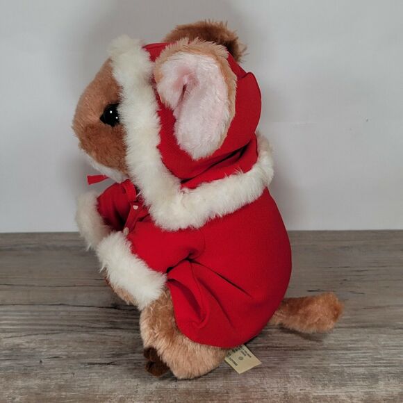 Christmas Mouse Plush Vintage Dakin Priscilla Hillman 1981 Stuffed Animal - Picture 3 of 11